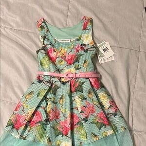 Bonnie Jean Aqua and Pink Floral Dress